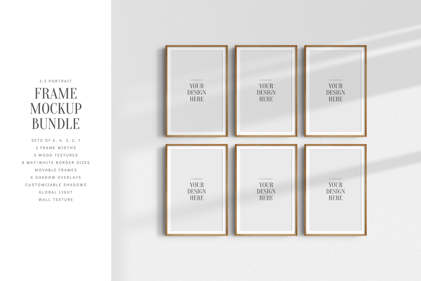2:3 FRAME MOCKUP BUNDLE | Gallery Wall Mockups | Frame Mockup Sets of 6, 4, 3, 2 + 1 Single Frame | PSD