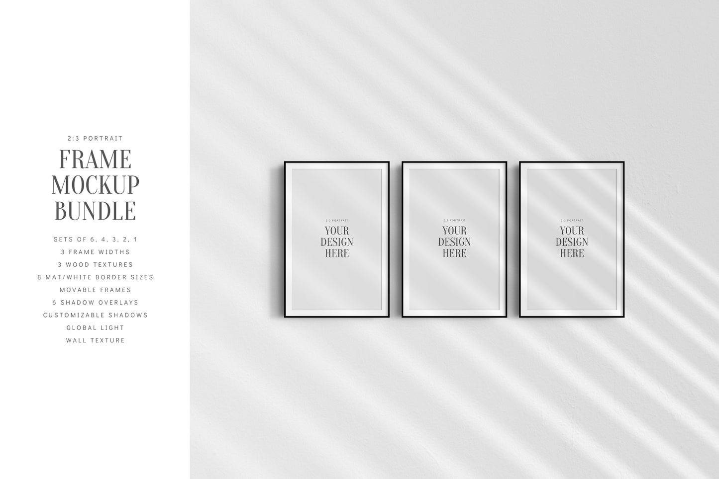 2:3 FRAME MOCKUP BUNDLE | Gallery Wall Mockups | Frame Mockup Sets of 6, 4, 3, 2 + 1 Single Frame | PSD