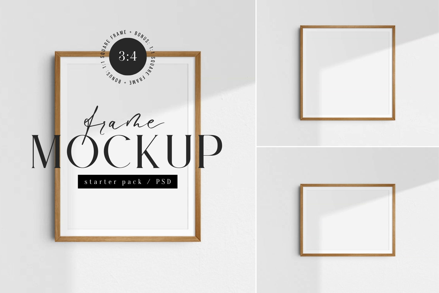 3:4 4:3 Frame Mockup Set | Vertical, Horizontal, Square | PSD