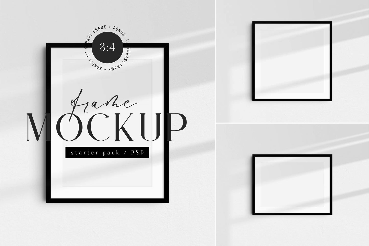 3:4 4:3 Frame Mockup Set | Vertical, Horizontal, Square | PSD