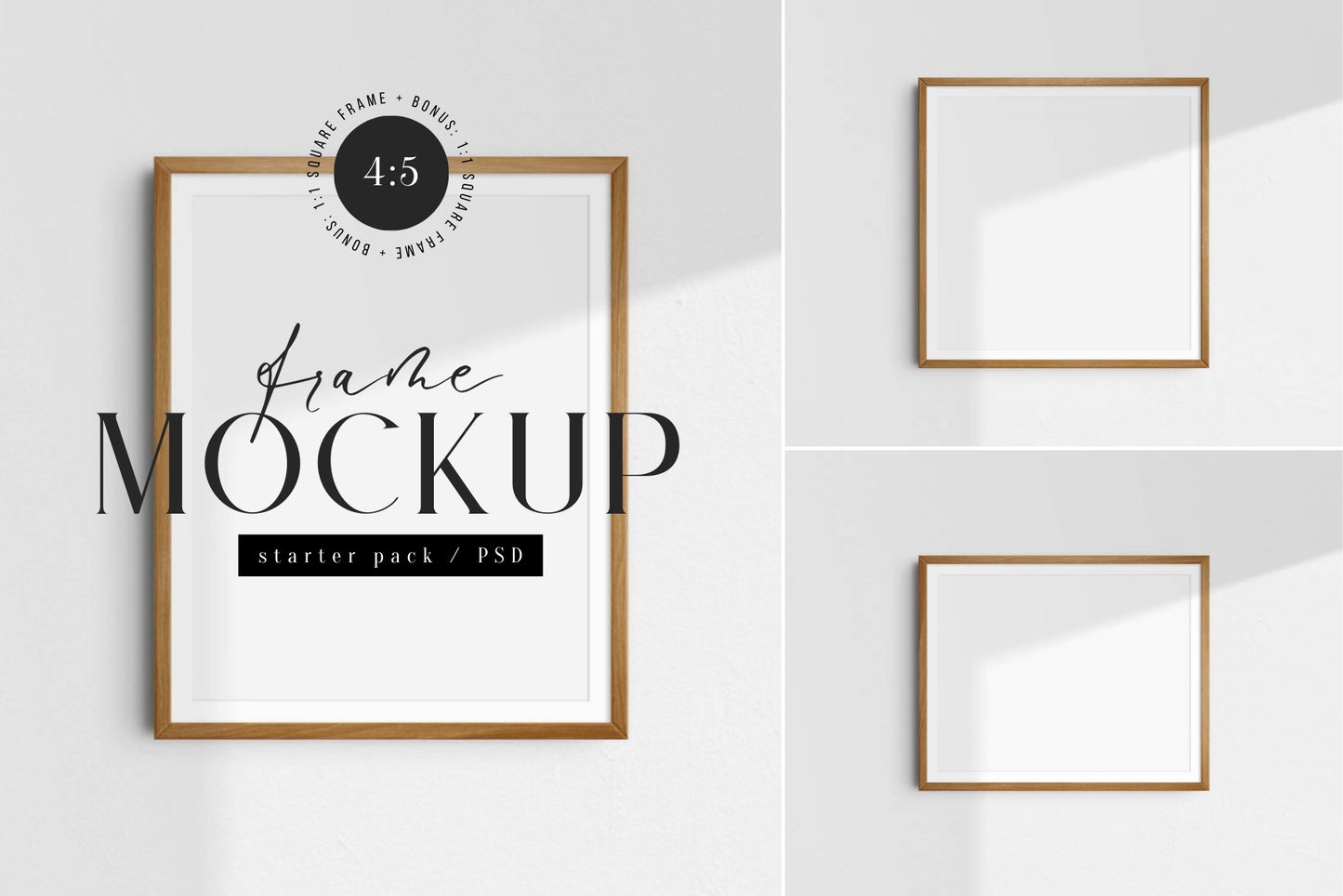 4:5 5:4 Frame Mockup Set | Vertical, Horizontal, Square | PSD
