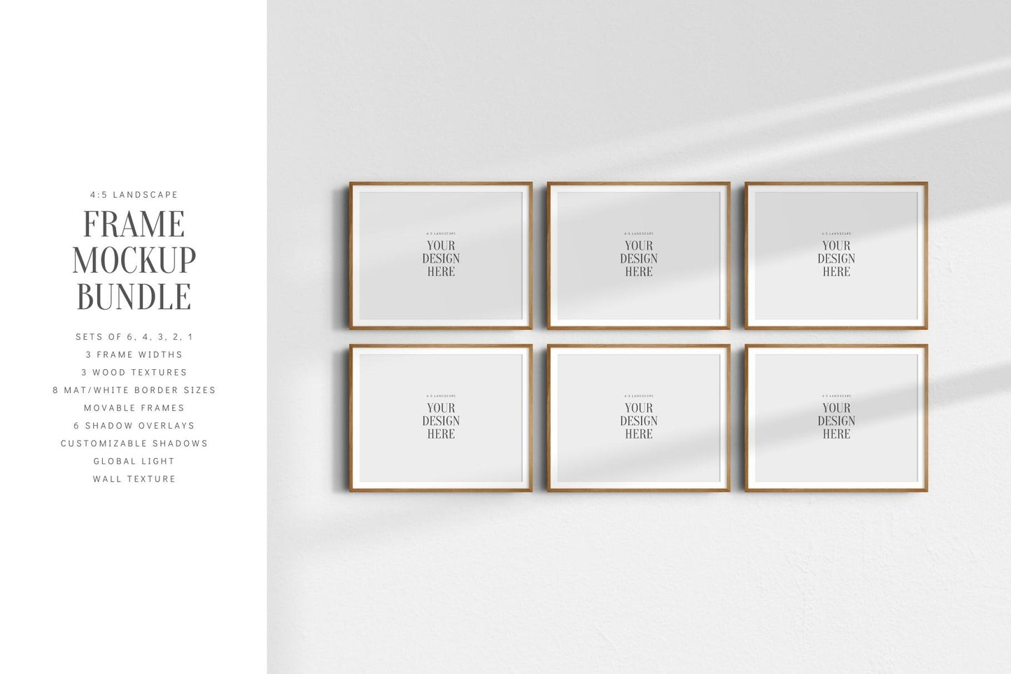 5:4 FRAME MOCKUP BUNDLE 4:5 Landscape | Gallery Wall Mockups | Frame Mockup Sets of 6, 4, 3, 2 + 1 Single Frame | PSD