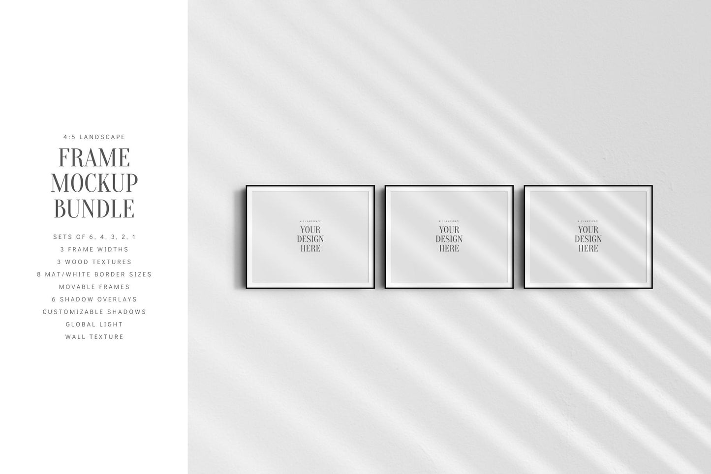 5:4 FRAME MOCKUP BUNDLE 4:5 Landscape | Gallery Wall Mockups | Frame Mockup Sets of 6, 4, 3, 2 + 1 Single Frame | PSD