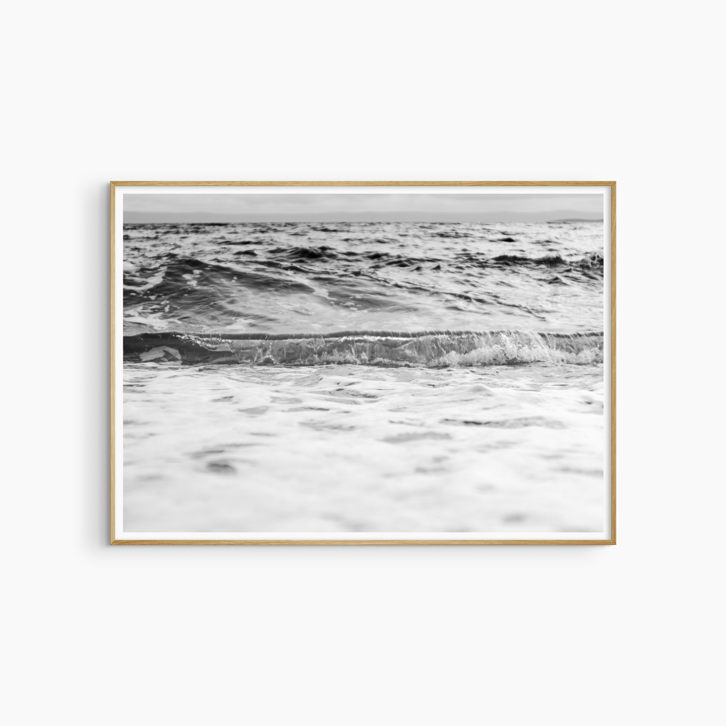 Printable ocean wave photography, black and white stormy sea wall art, foam shoreline print