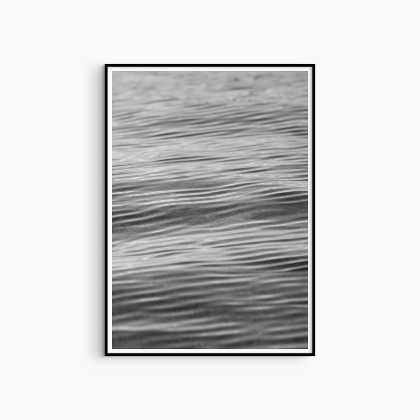 Printable water ripples photography, black and white sea surface wall art, soft coastal print