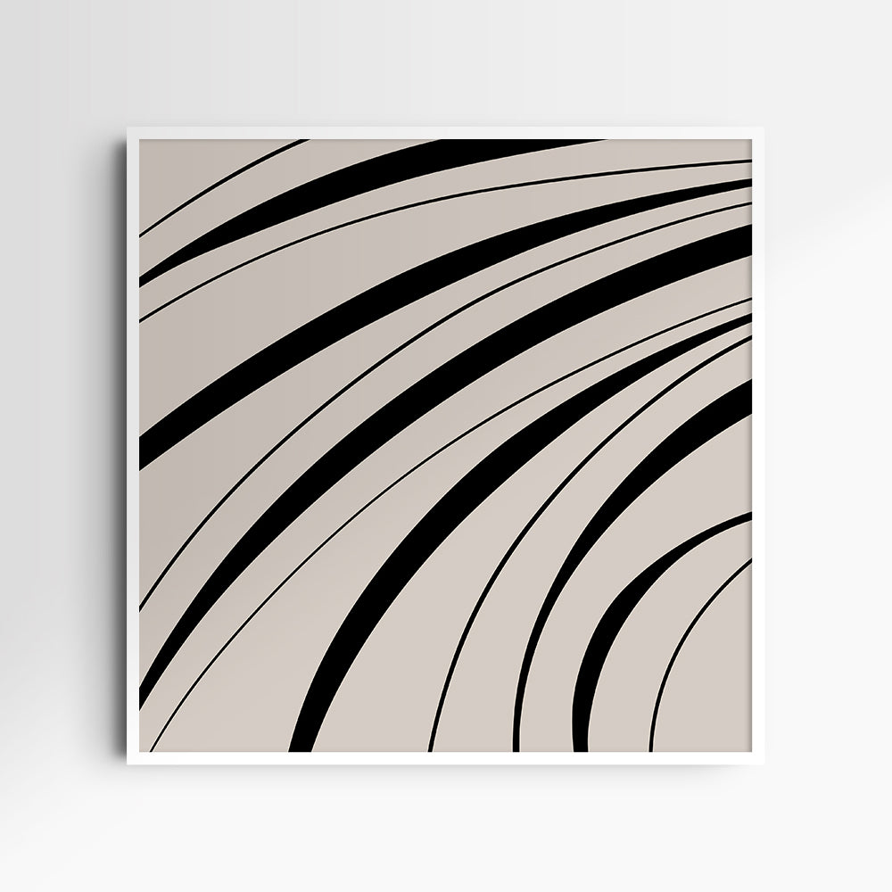 Neutral Abstract Art. Wavy Black and Beige. Printable Wall Art Illustration.