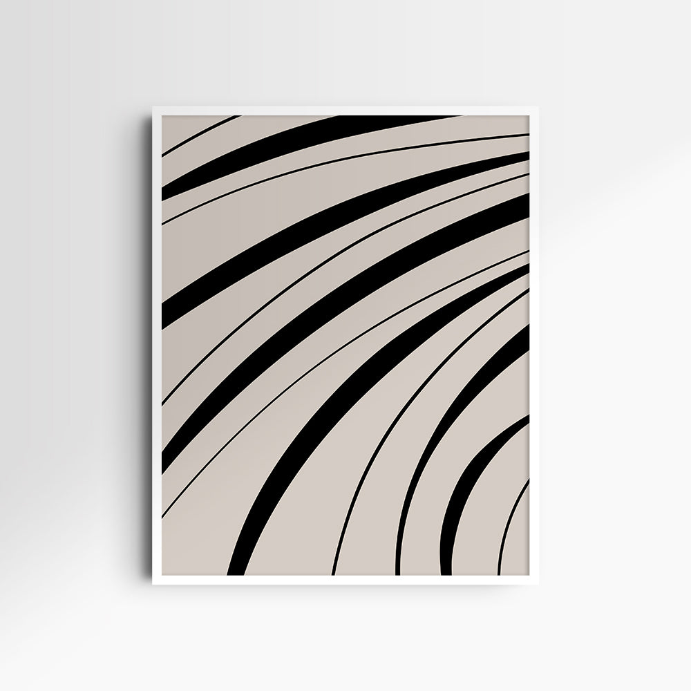 Neutral Abstract Art. Wavy Black and Beige. Printable Wall Art Illustration.