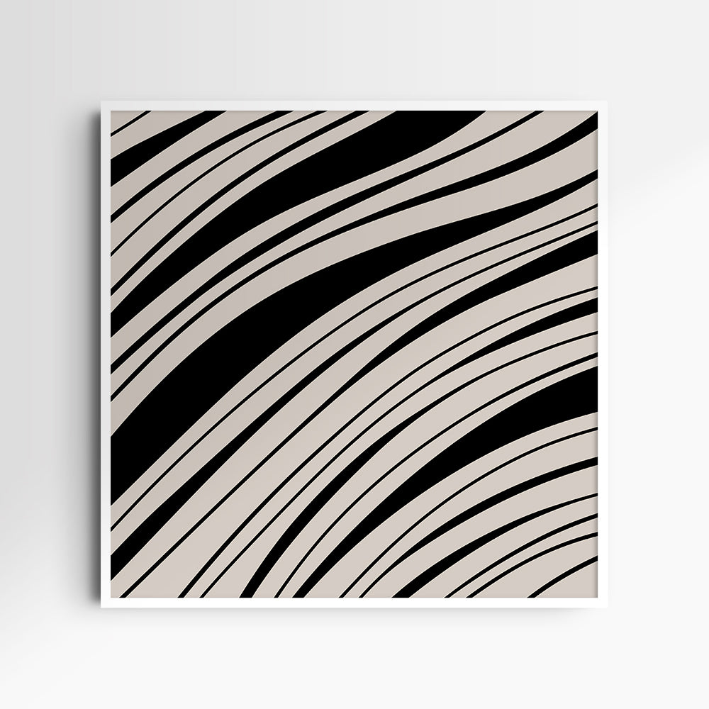 Neutral Abstract Art. Wavy Black and Beige. Printable Wall Art Illustration.