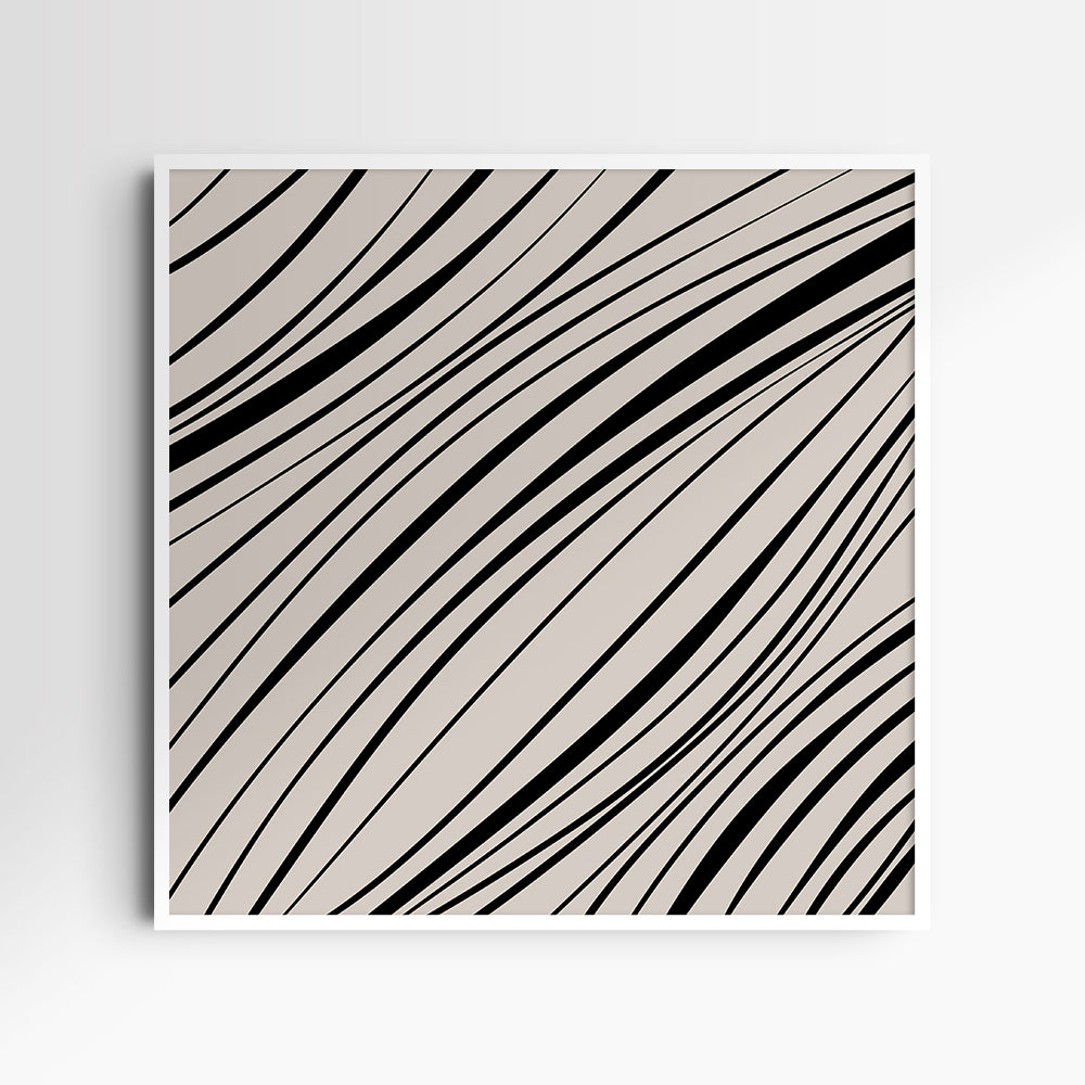 Neutral Abstract Art. Wavy Black and Beige. Printable Wall Art Illustration.