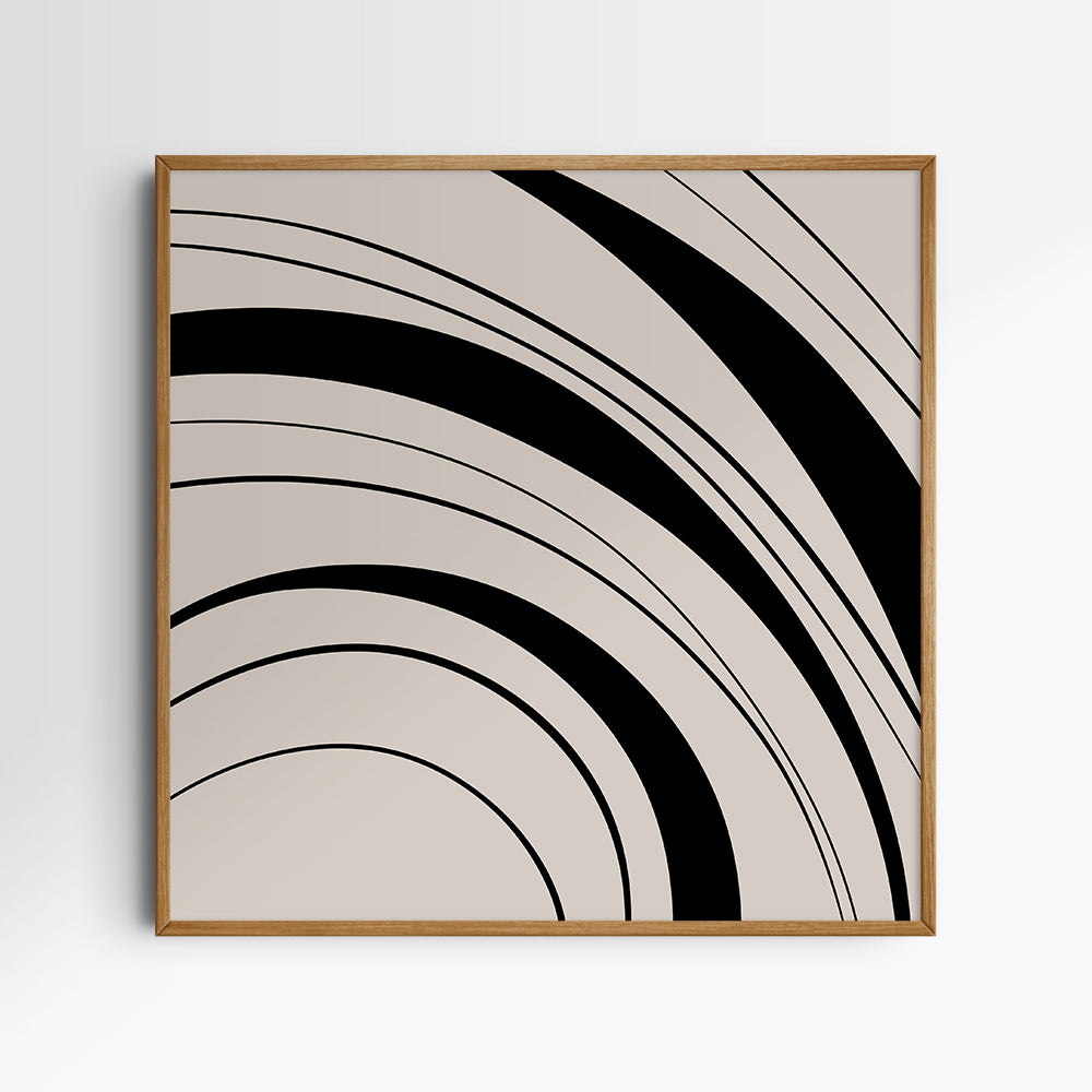 Neutral Abstract Art. Wavy Black and Beige. Printable Wall Art Illustration.