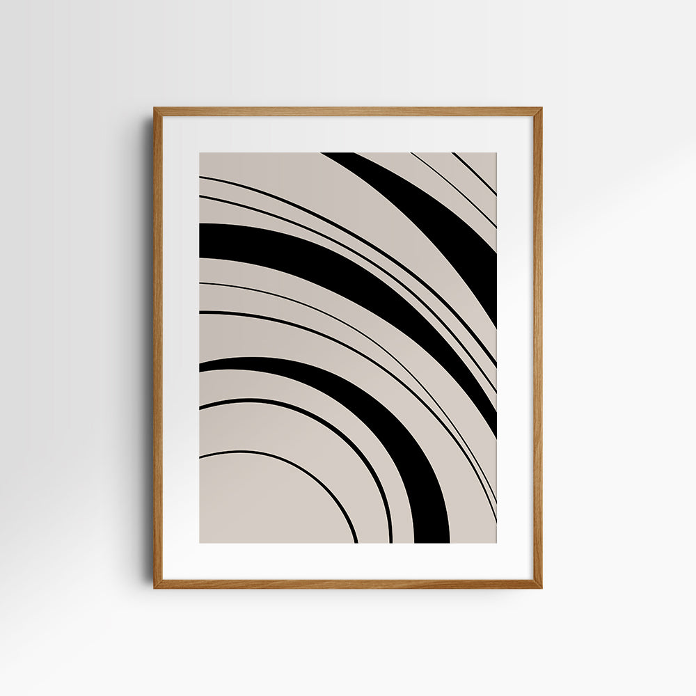 Neutral Abstract Art. Wavy Black and Beige. Printable Wall Art Illustration.