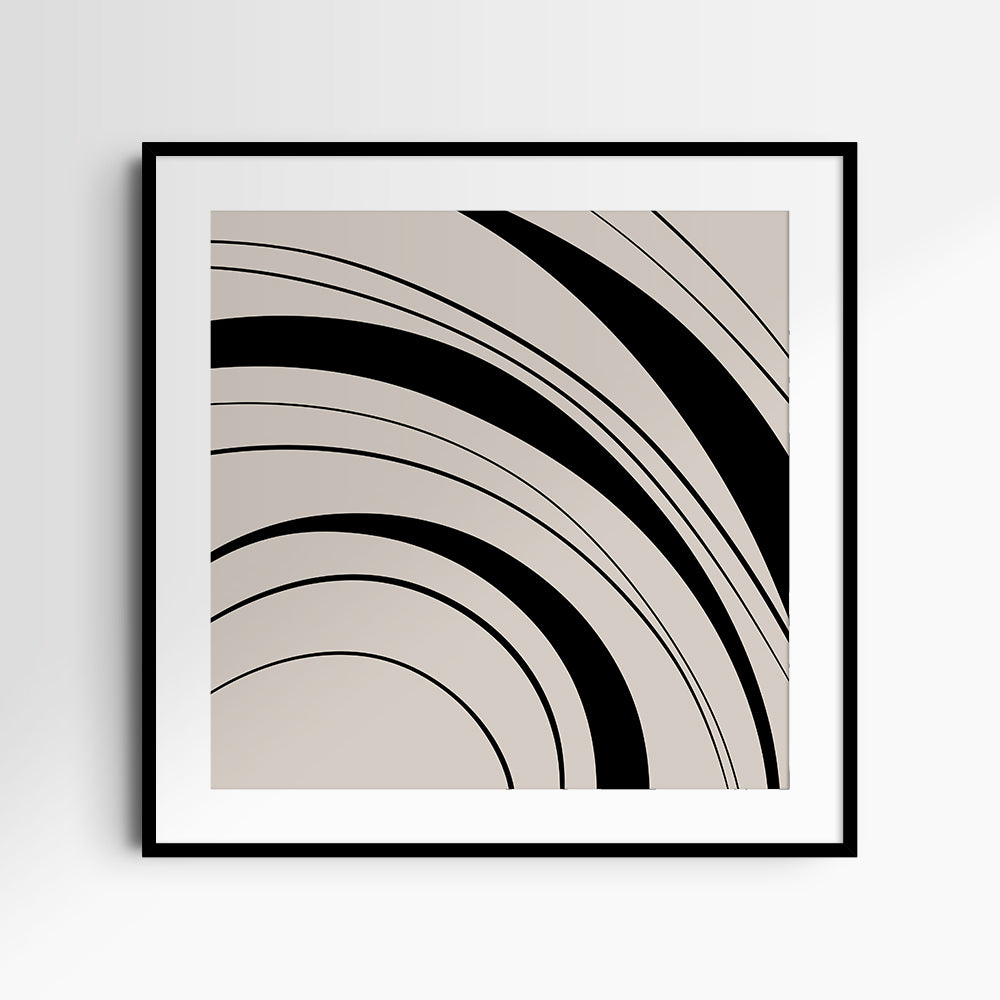 Neutral Abstract Art. Wavy Black and Beige. Printable Wall Art Illustration.