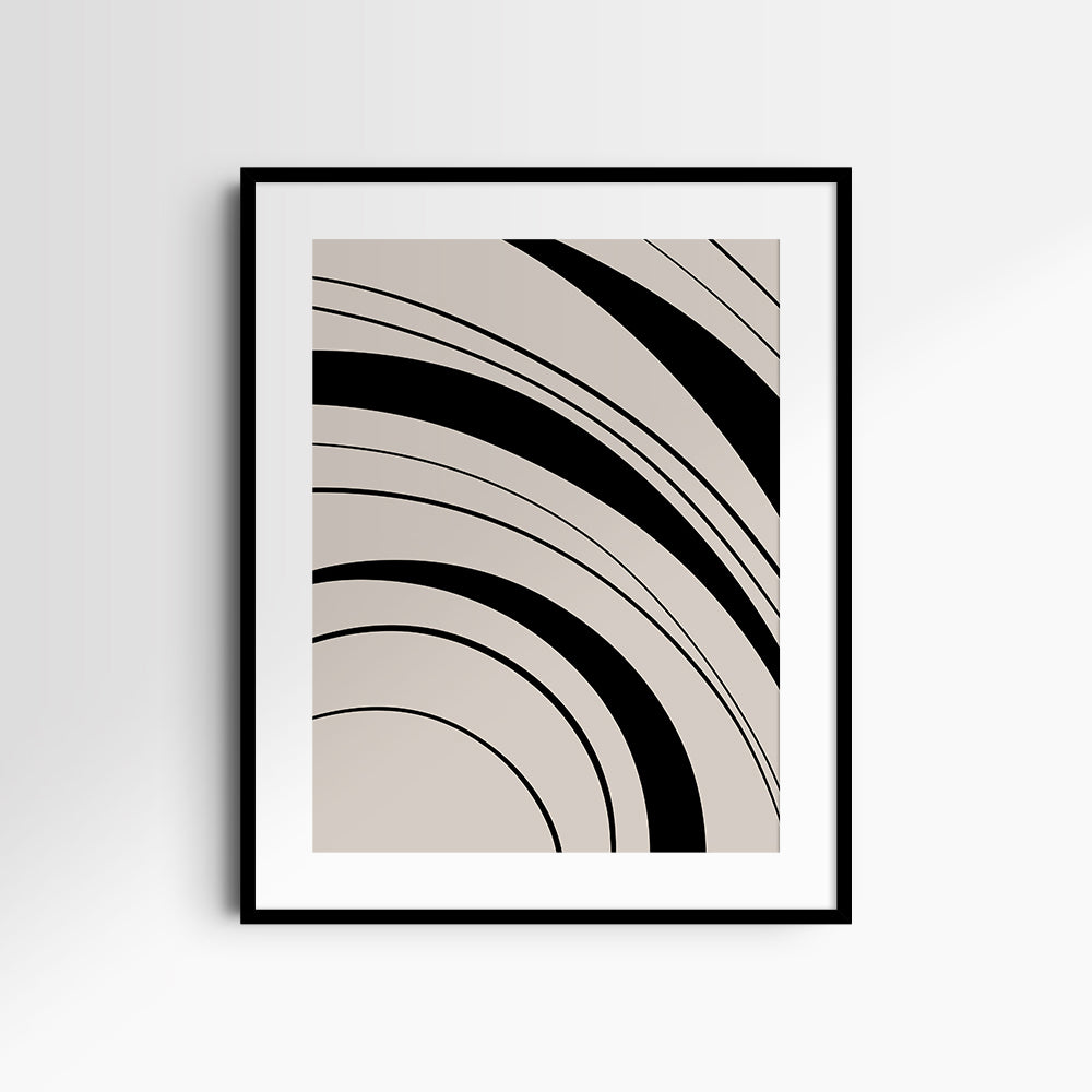 Neutral Abstract Art. Wavy Black and Beige. Printable Wall Art Illustration.