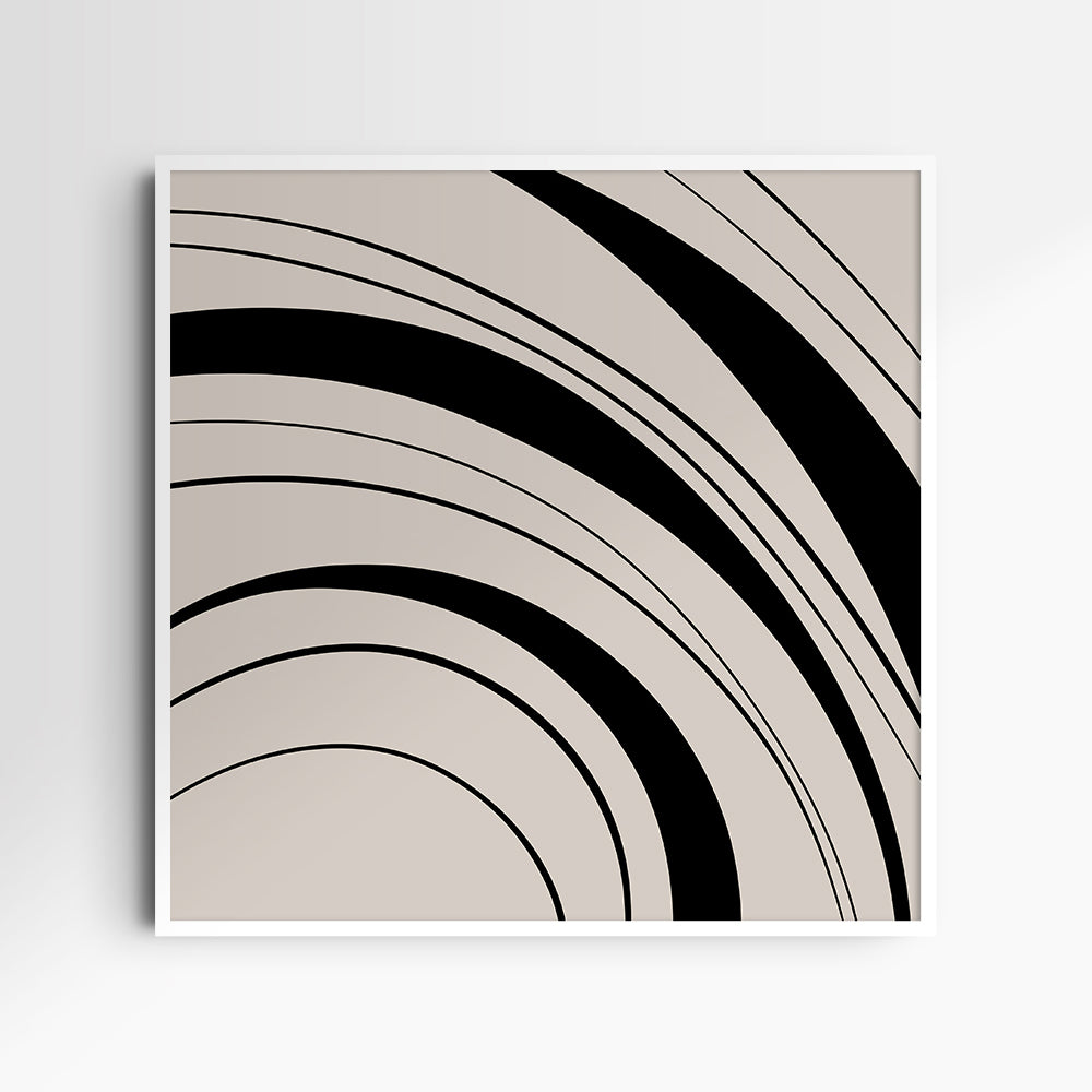 Neutral Abstract Art. Wavy Black and Beige. Printable Wall Art Illustration.