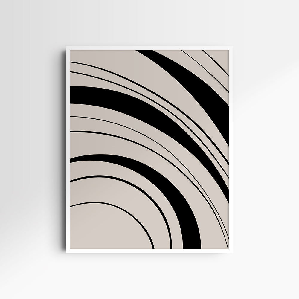 Neutral Abstract Art. Wavy Black and Beige. Printable Wall Art Illustration.