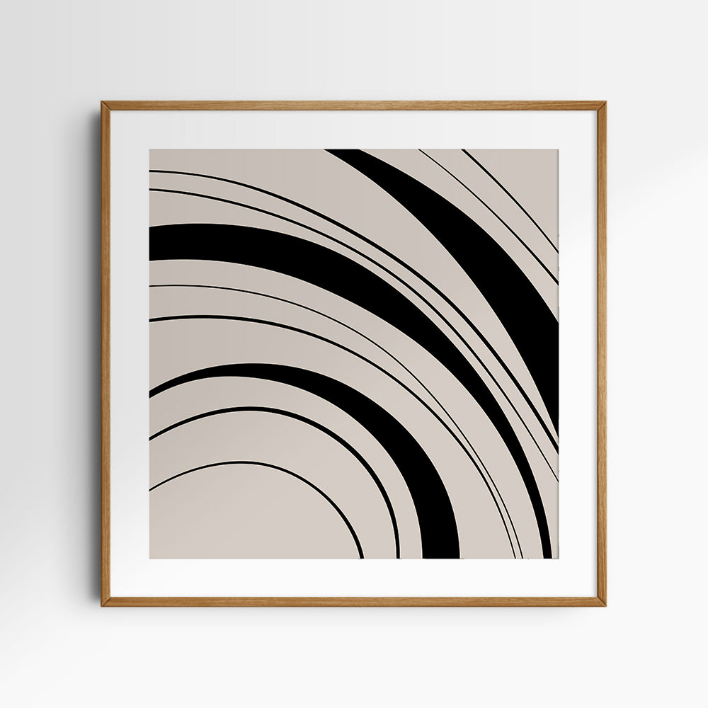 Neutral Abstract Art. Wavy Black and Beige. Printable Wall Art Illustration.
