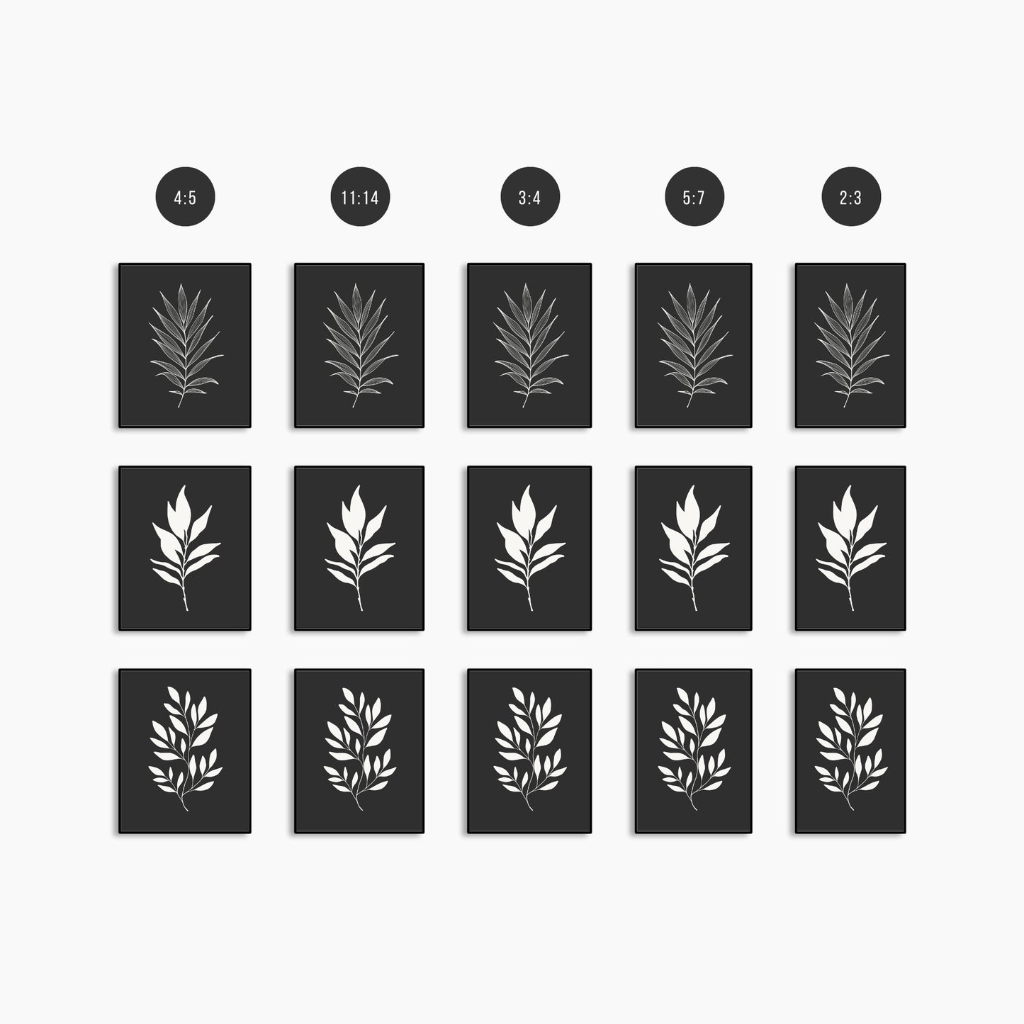 BOTANICAL WALL ART. NEUTRAL LEAF ART SET OF 3 PRINTS. Printable Wall Art Illustration.