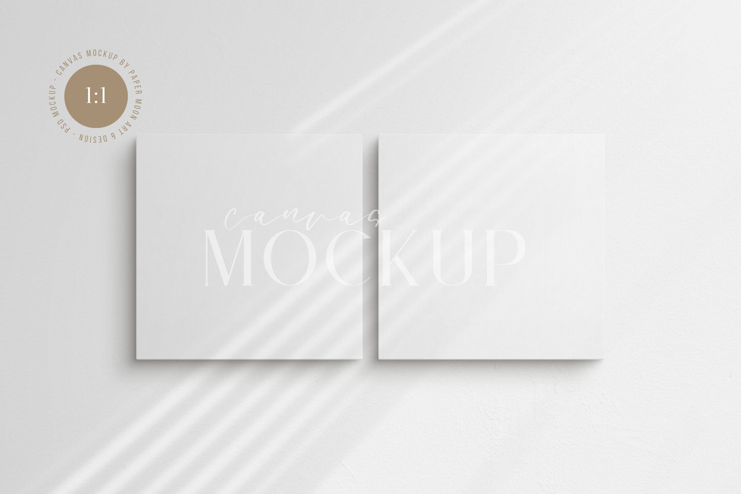 Canvas Mockup 1:1 Square Set of 2 Canvases | Unframed Art Canvas Mockup | Square Canvas PSD Mockup Template | Front View