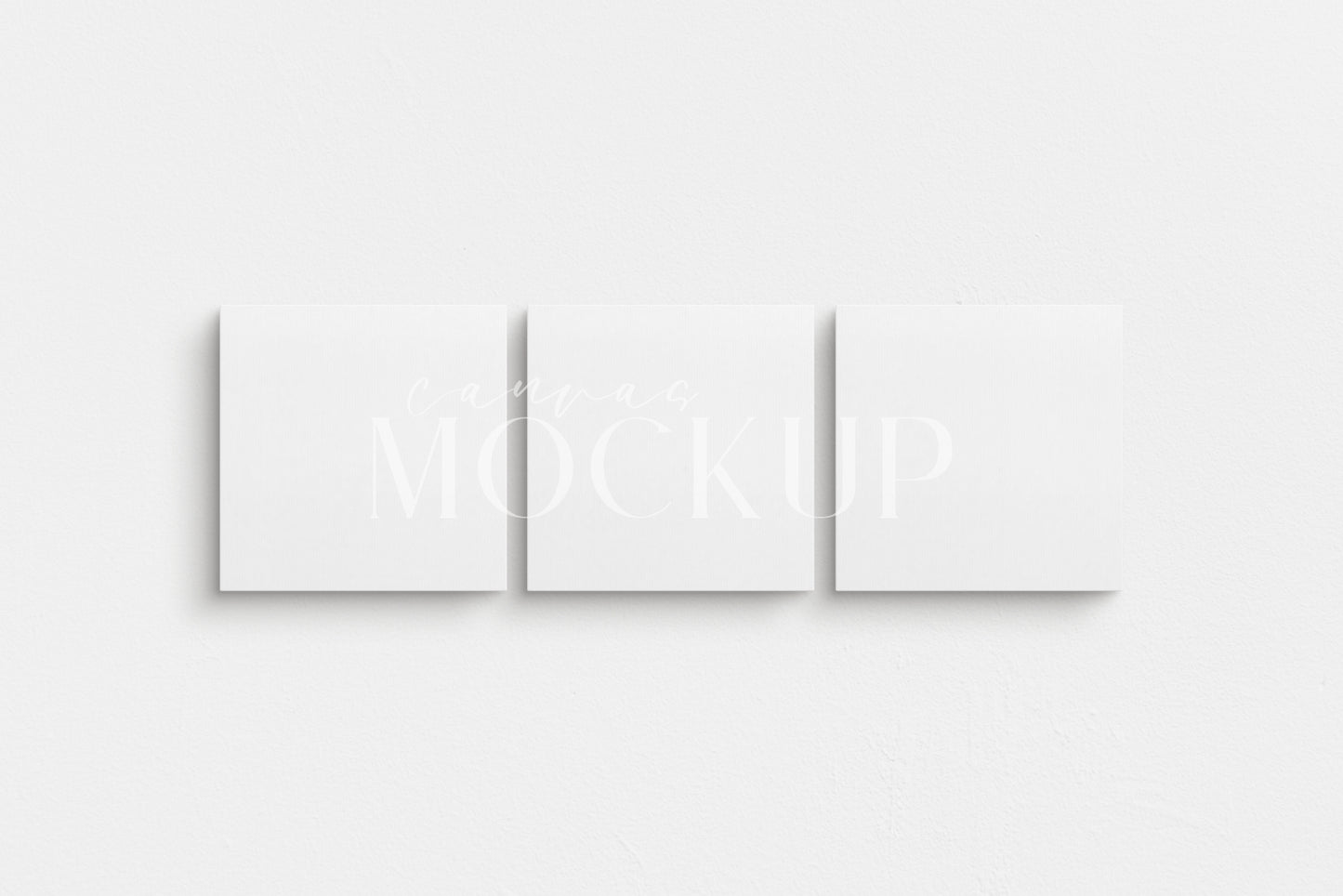 Canvas Mockup 1:1 Square Set of 3 Canvases | Unframed Art Canvas Mockup | Square Canvas PSD Mockup Template | Front View