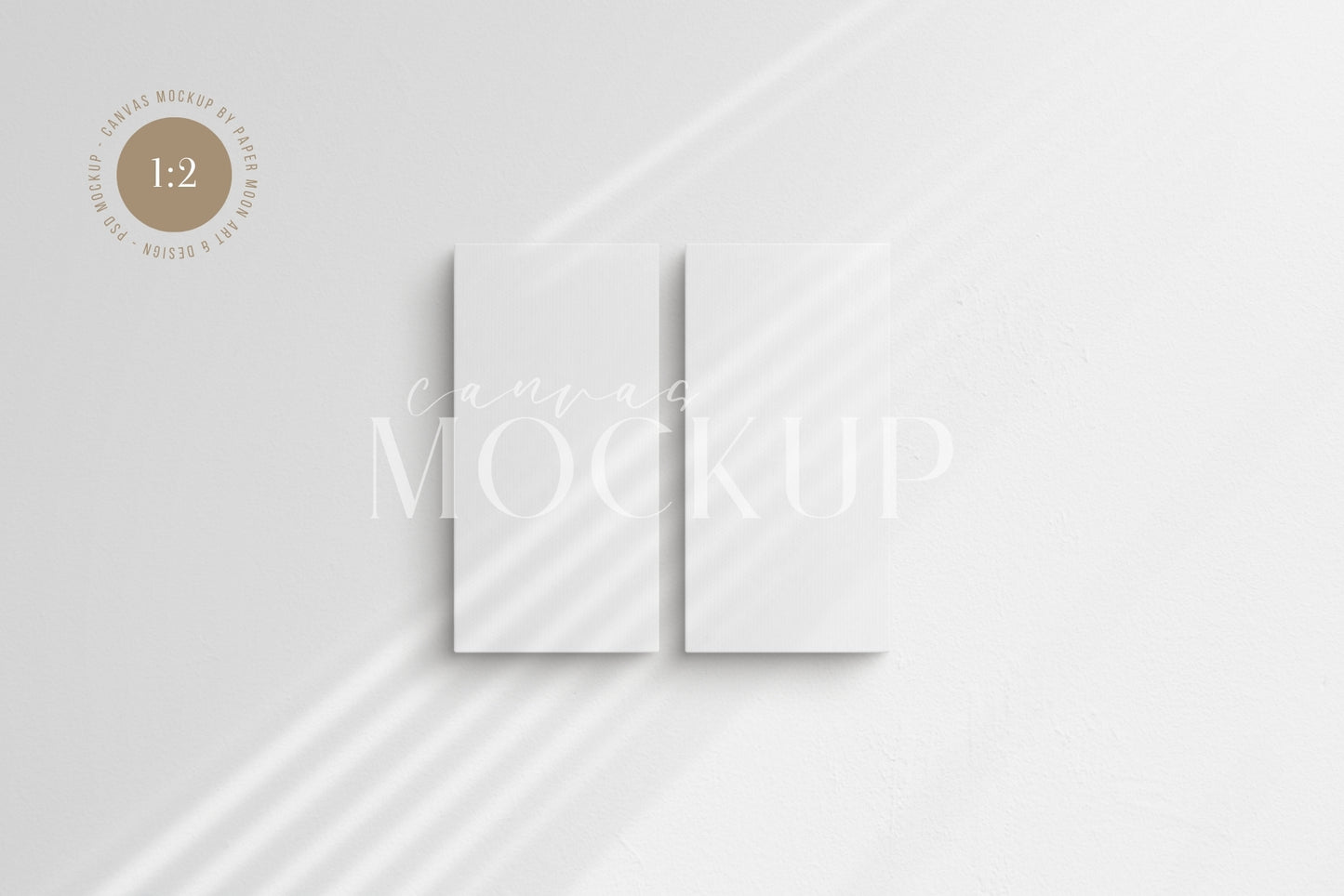 Canvas Mockup 1:2 Portrait Set of 2 Canvases | Unframed Art Canvas Mockup | Vertical Canvas Mockup Template PSD | Front View