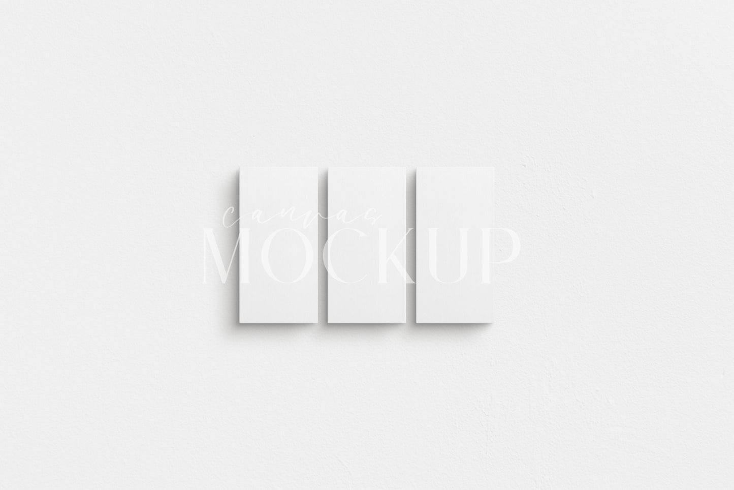 Canvas Mockup 1:2 Portrait Set of 3 Canvases | Unframed Art Canvas Mockup | Vertical Canvas Mockup Template PSD | Front View