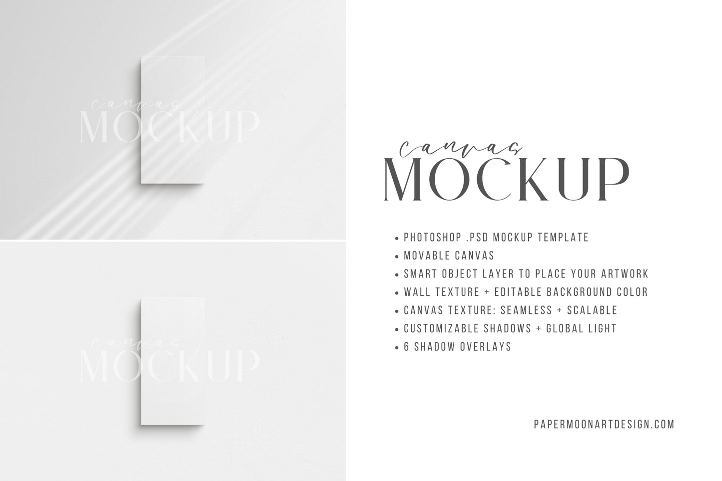 Canvas Mockup 1:2 Portrait | Unframed Art Canvas Mockup | Vertical Canvas Mockup Template PSD | Front View