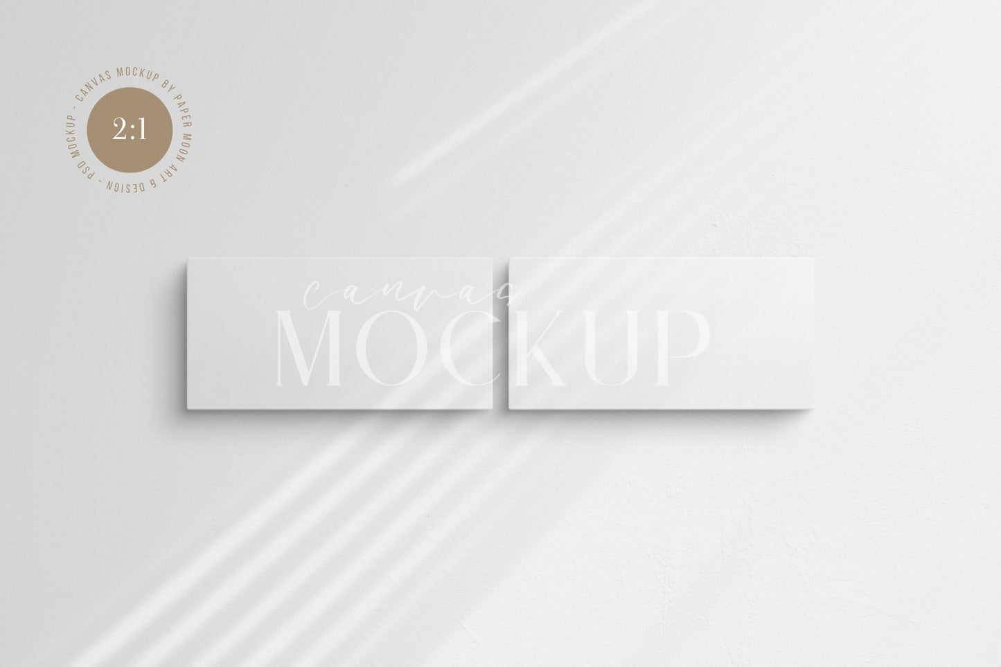 Canvas Mockup 2:1, 1:2 Landscape Set of 2 Canvases | Unframed Art Canvas Mockup | Horizontal Canvas Mockup Template PSD | Front View