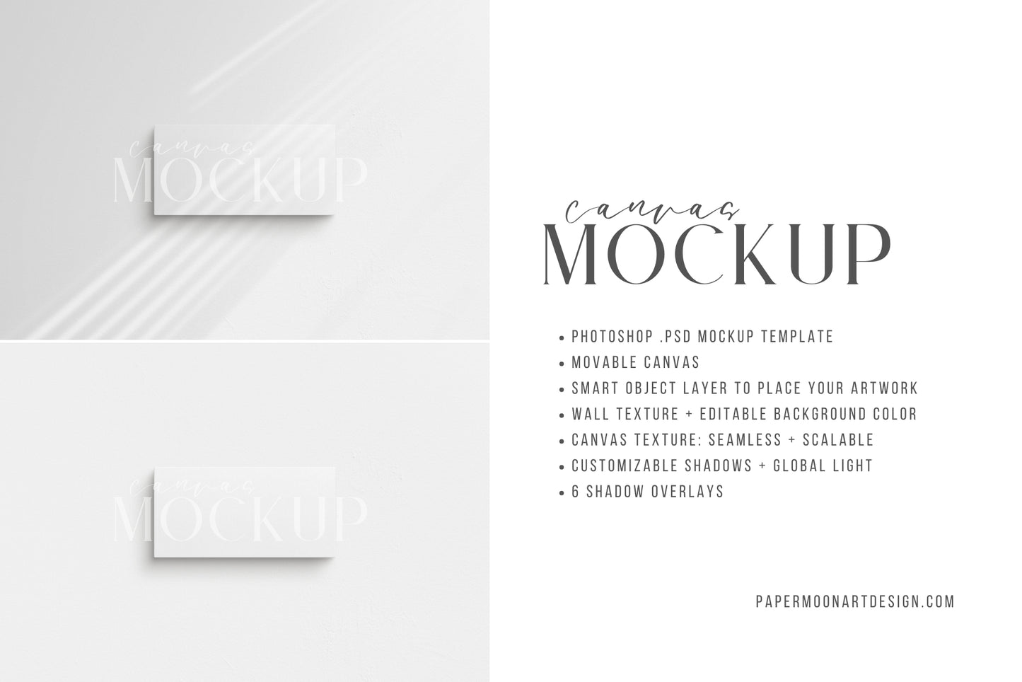 Canvas Mockup 2:1, 1:2 Landscape | Unframed Art Canvas Mockup | Horizontal Canvas Mockup Template PSD | Front View
