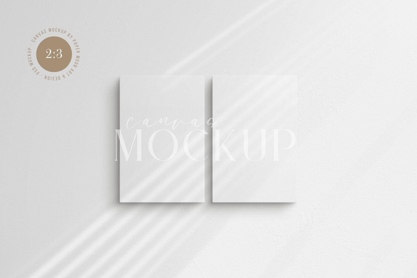 Canvas Mockup 2:3 Portrait Set of 2 Canvases | Unframed Art Canvas Mockup | Vertical Canvas Mockup Template PSD | Front View