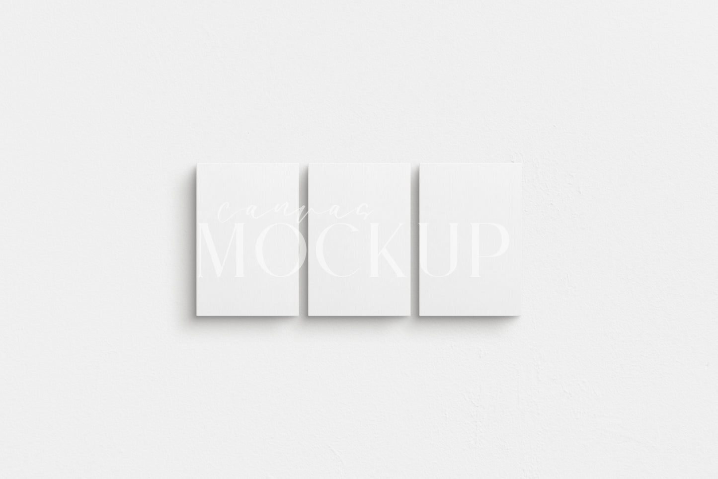 Canvas Mockup 2:3 Portrait Set of 3 Canvases | Unframed Art Canvas Mockup | Vertical Canvas Mockup Template PSD | Front View