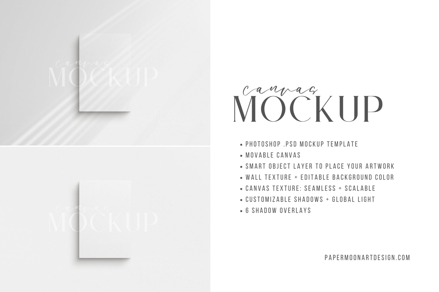 Canvas Mockup 2:3 Portrait | Unframed Art Canvas Mockup | Vertical Canvas Mockup Template PSD | Front View
