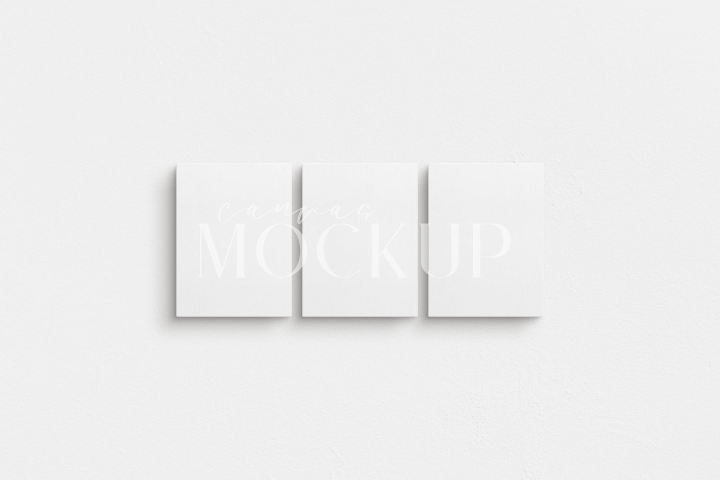 Canvas Mockup 3:4 Portrait Set of 3 Canvases | Unframed Art Canvas Mockup | Vertical Canvas Mockup Template PSD | Front View