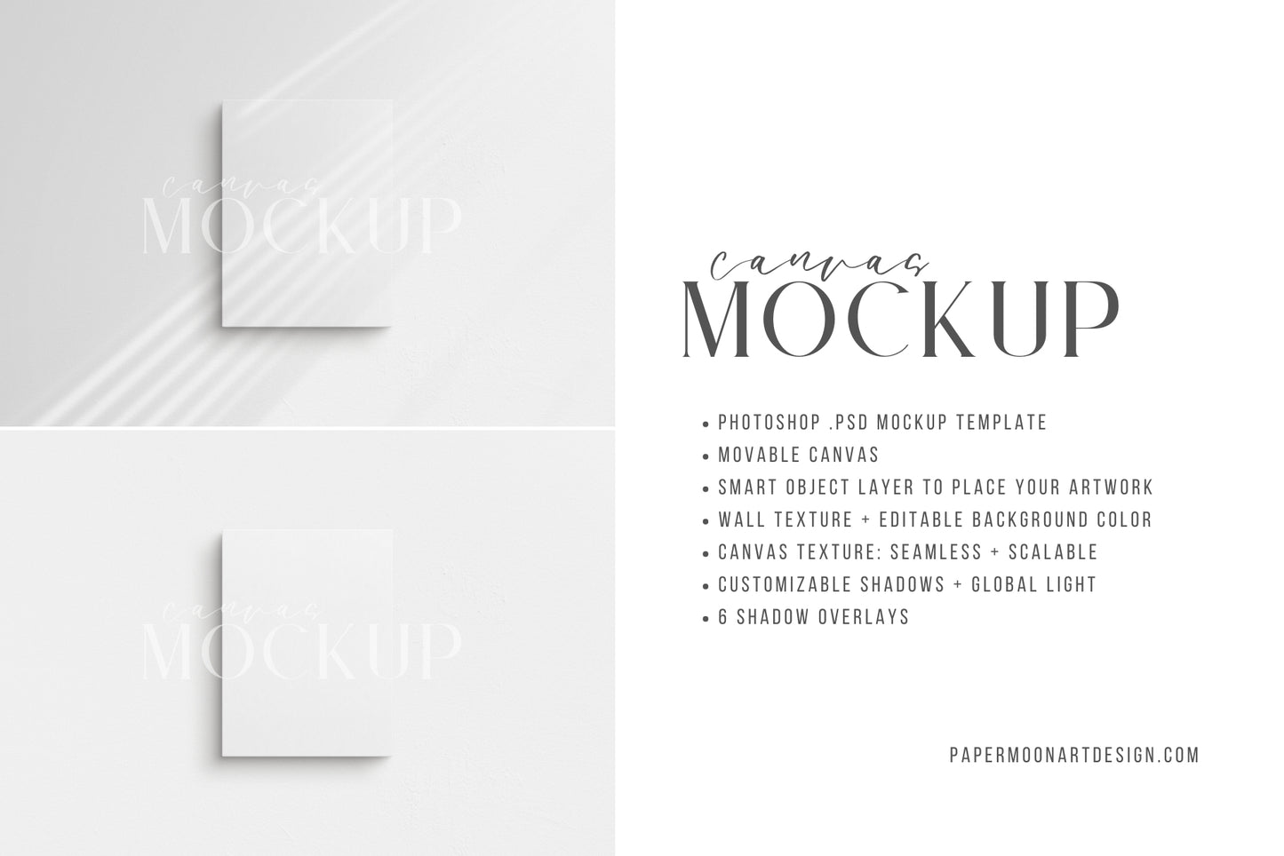 Canvas Mockup 3:4 Portrait | Unframed Art Canvas Mockup | Vertical Canvas Mockup Template PSD | Front View