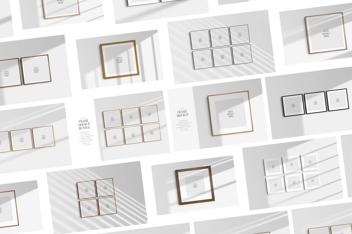 Frame Mockup Bundle 1:1 | Square Frame Mockups | Single Frames and Sets of 2, 3, 4, 6 | PSD Template