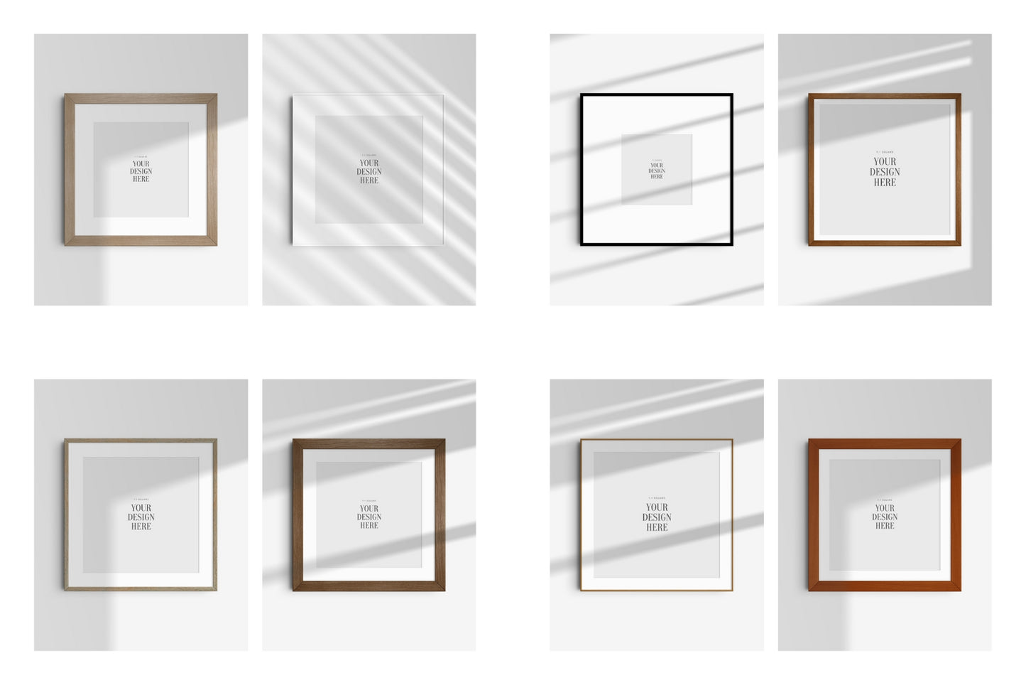 Frame Mockup Bundle 1:1 | Square Frame Mockups | Single Frames and Sets of 2, 3, 4, 6 | PSD Template