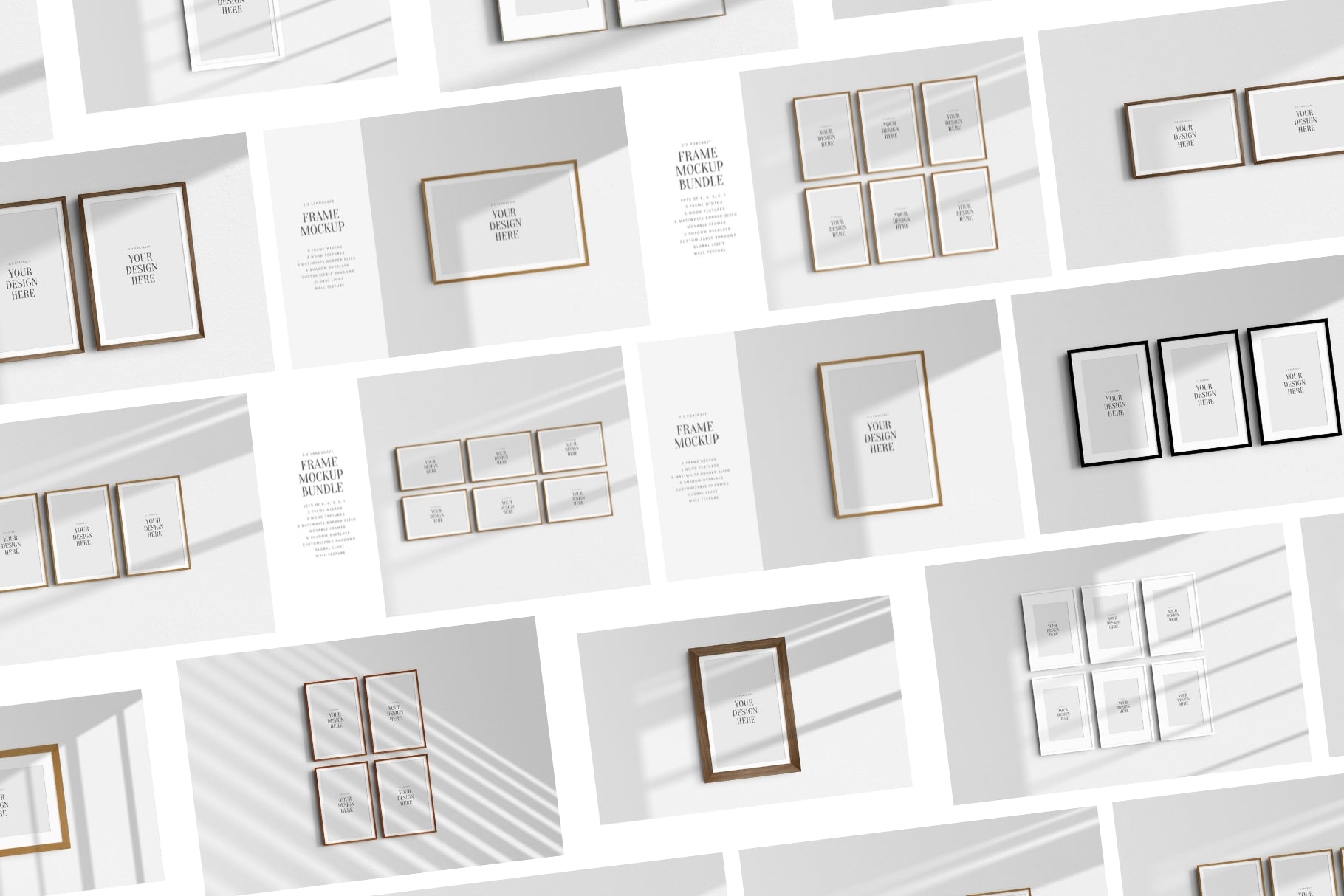 Frame Mockup Bundle 2:3 | 3:2 | Vertical and Horizontal Frame Mockups | Single Frames and Sets of 2, 3, 4, 6 | PSD