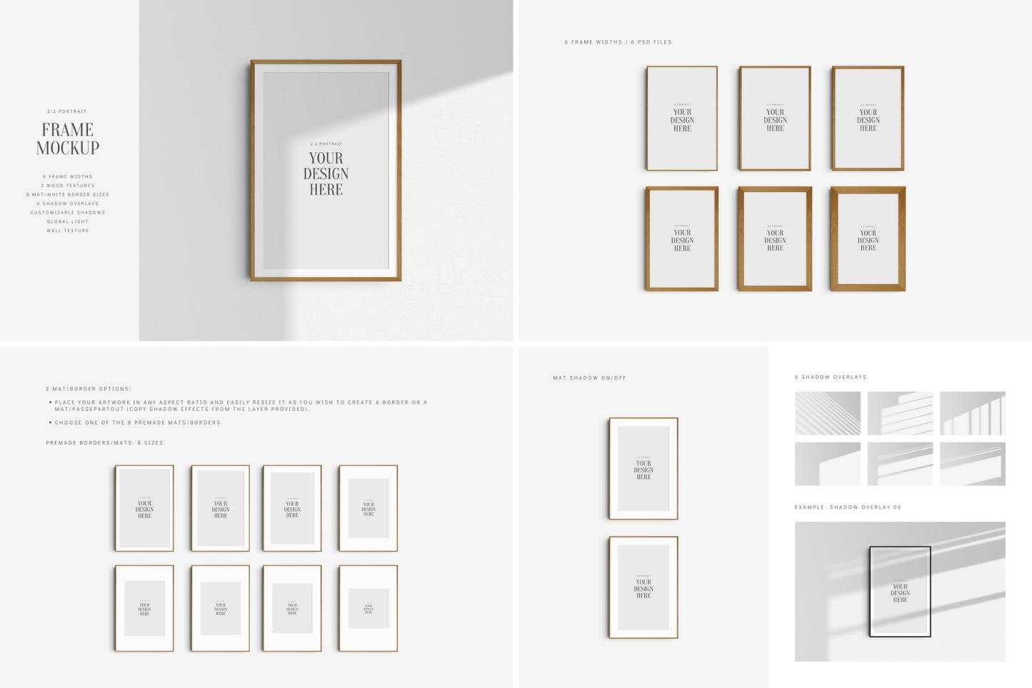 Frame Mockup Bundle 2:3 | 3:2 | Vertical and Horizontal Frame Mockups | Single Frames and Sets of 2, 3, 4, 6 | PSD