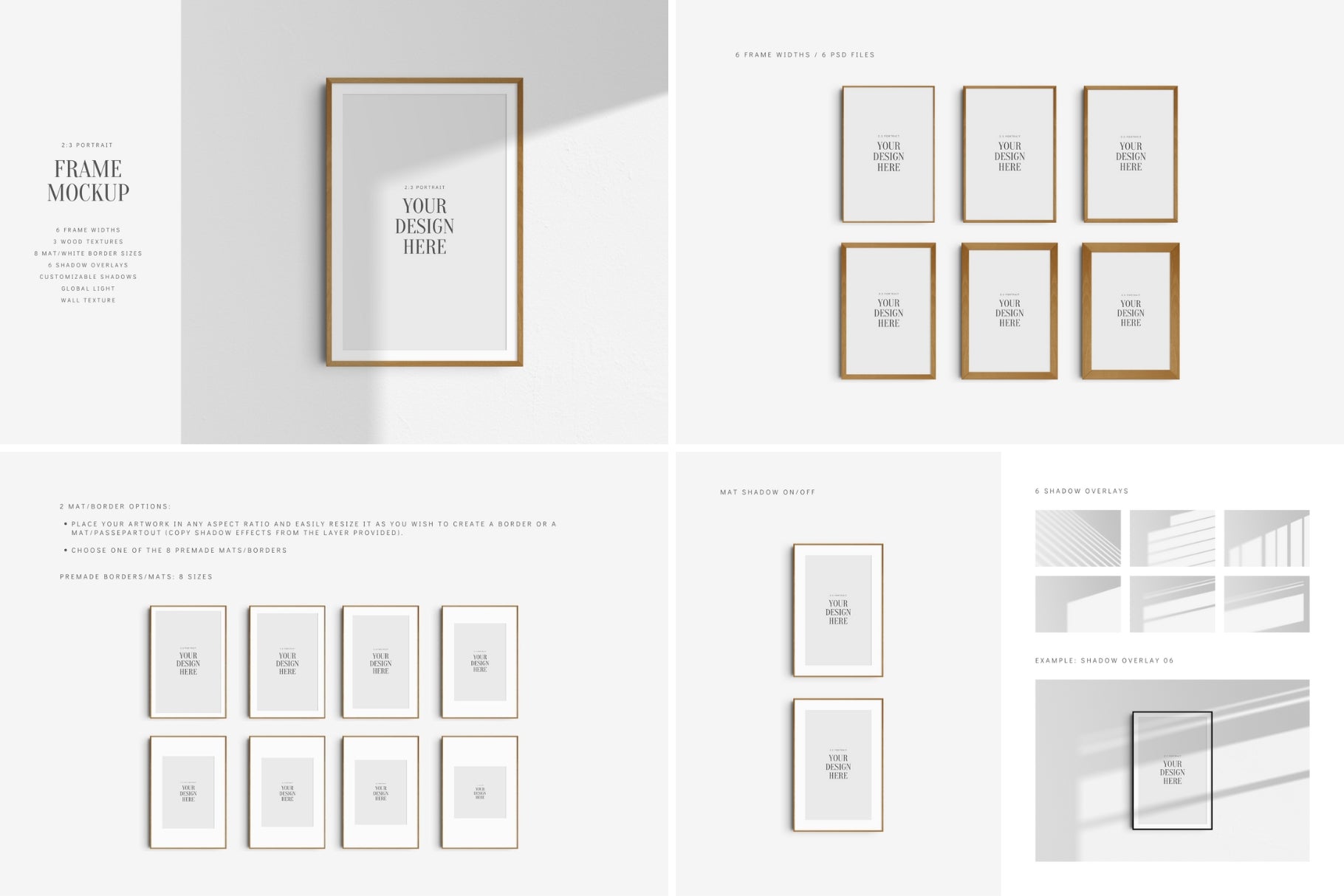 Frame Mockup Bundle 2:3 | 3:2 | Vertical and Horizontal Frame Mockups | Single Frames and Sets of 2, 3, 4, 6 | PSD