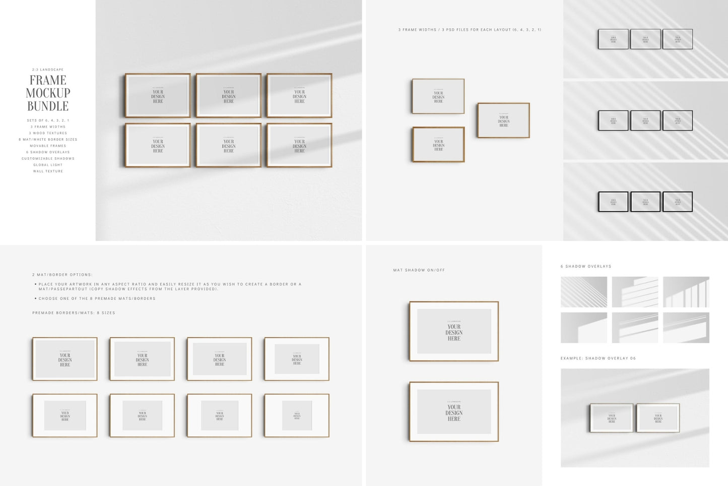 Frame Mockup Bundle 2:3 | 3:2 | Vertical and Horizontal Frame Mockups | Single Frames and Sets of 2, 3, 4, 6 | PSD