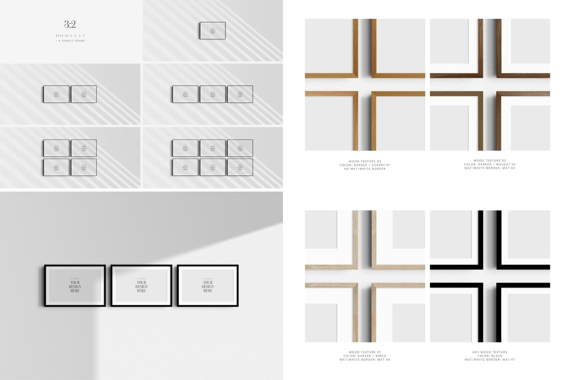 Frame Mockup Bundle 2:3 | 3:2 | Vertical and Horizontal Frame Mockups | Single Frames and Sets of 2, 3, 4, 6 | PSD