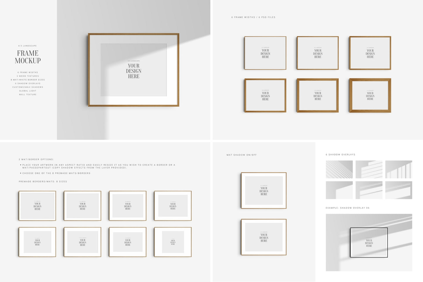 Frame Mockup Bundle 4:5 | 5:4 | Vertical and Horizontal Frame Mockups | Single Frames and Sets of 2, 3, 4, 6 | PSD