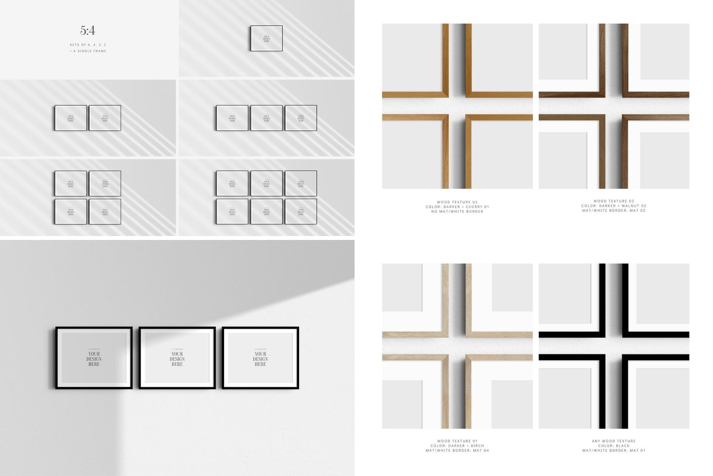 Frame Mockup Bundle 4:5 | 5:4 | Vertical and Horizontal Frame Mockups | Single Frames and Sets of 2, 3, 4, 6 | PSD