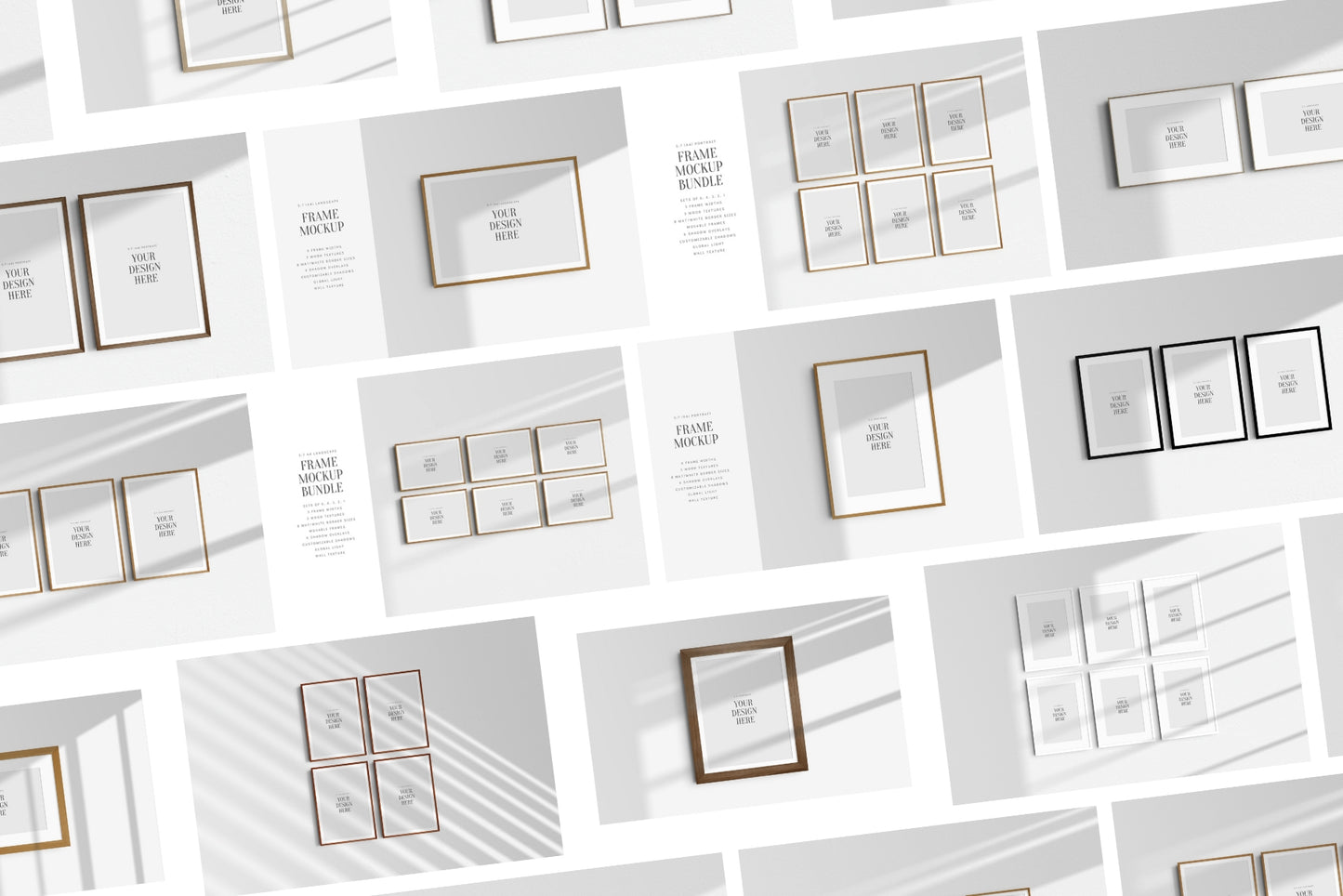 Frame Mockup Bundle 5:7 A4 | 7:5 | Vertical and Horizontal Frame Mockups | Single Frames and Sets of 2, 3, 4, 6 | PSD