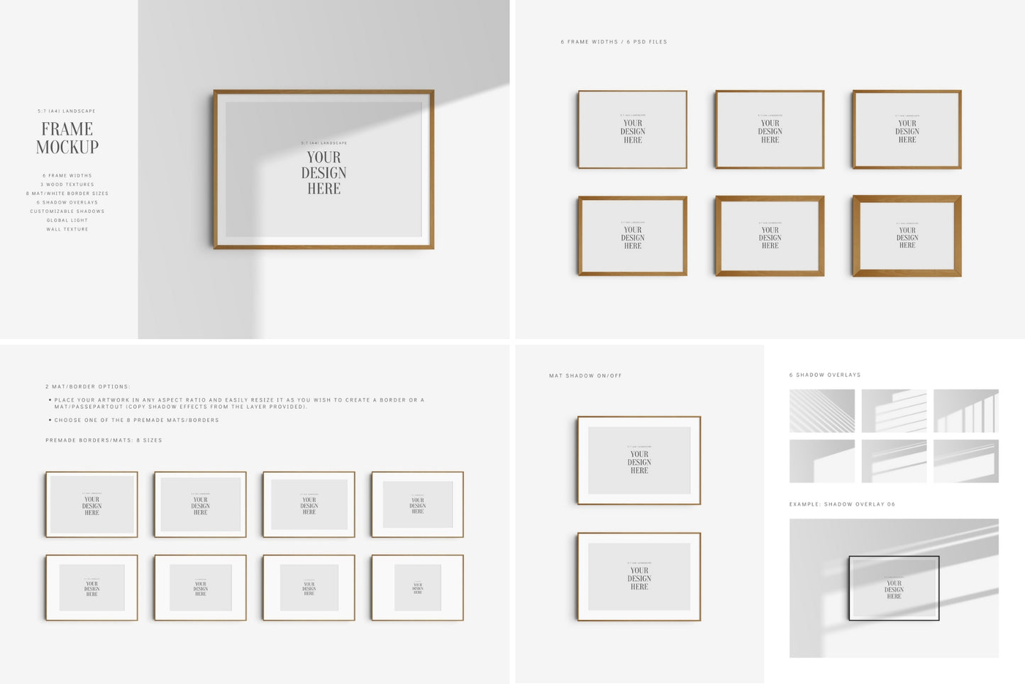 Frame Mockup Bundle 5:7 A4 | 7:5 | Vertical and Horizontal Frame Mockups | Single Frames and Sets of 2, 3, 4, 6 | PSD