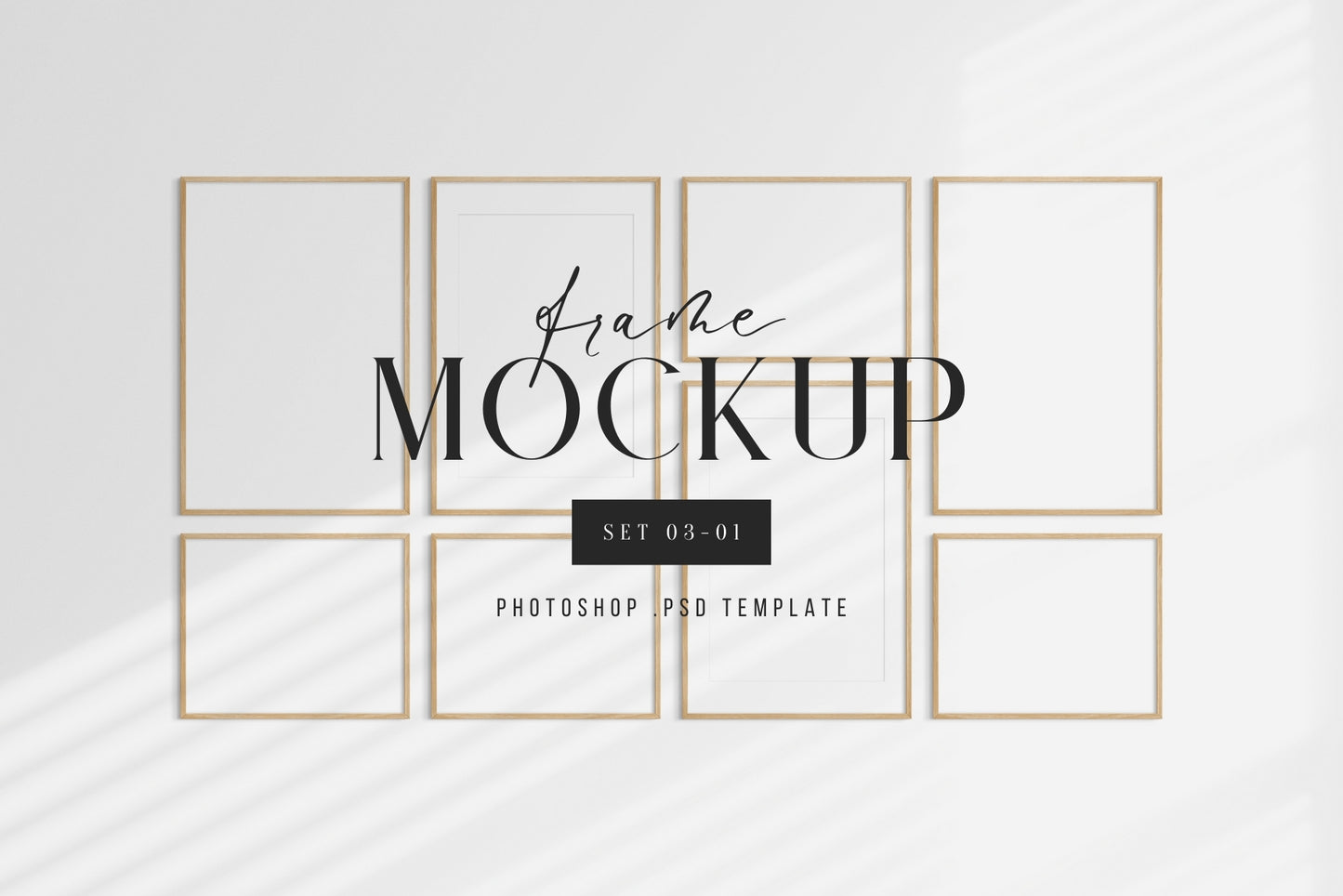 Gallery Wall Mockup | Frame Mockup Set of 8 Frames | Wall Art Mockup | PSD Template