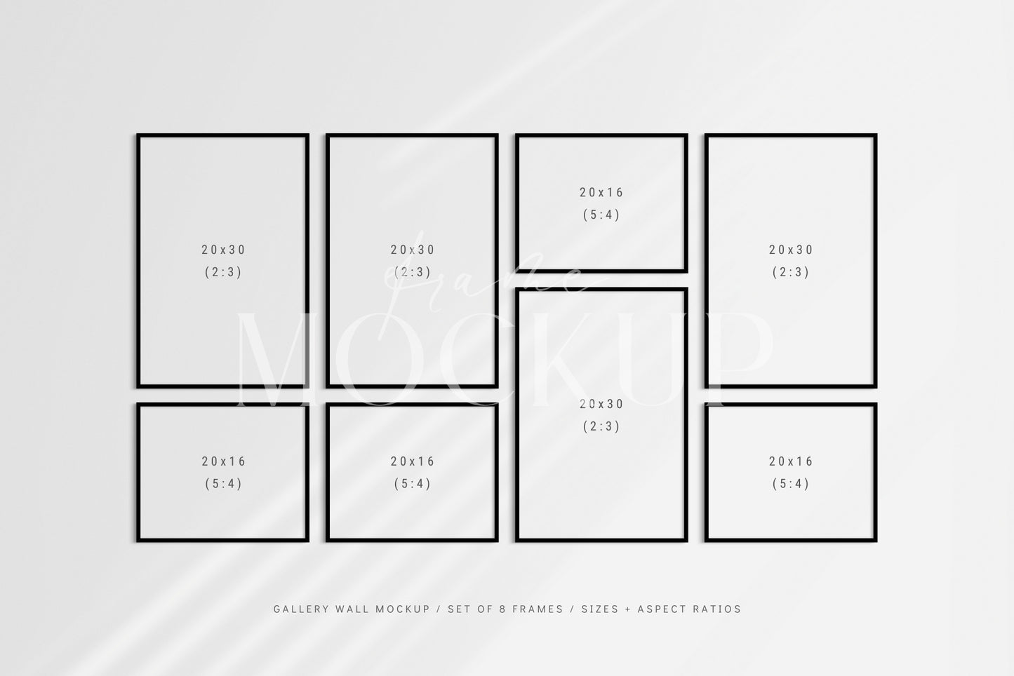 Gallery Wall Mockup | Frame Mockup Set of 8 Frames | Wall Art Mockup | PSD Template
