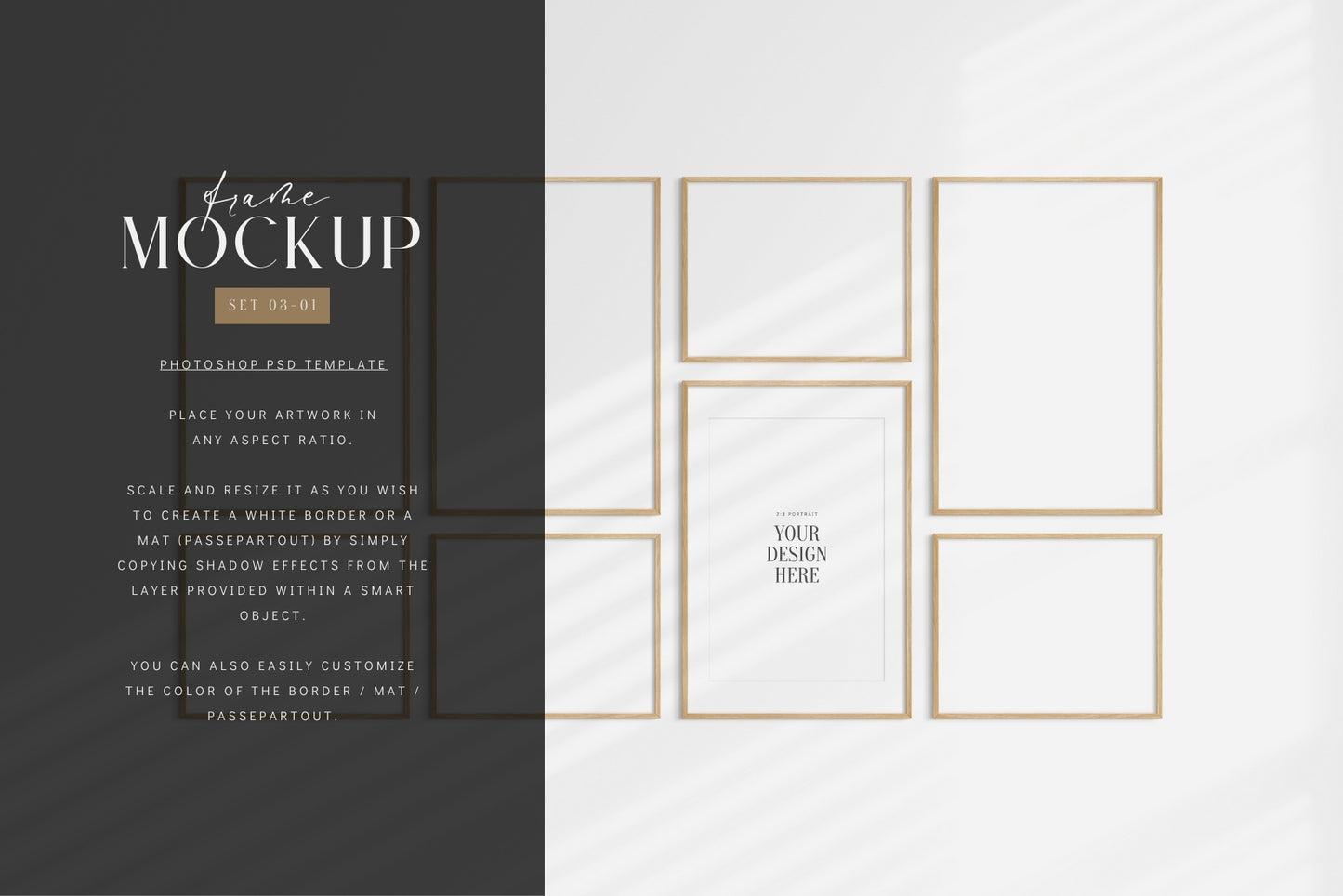 Gallery Wall Mockup | Frame Mockup Set of 8 Frames | Wall Art Mockup | PSD Template