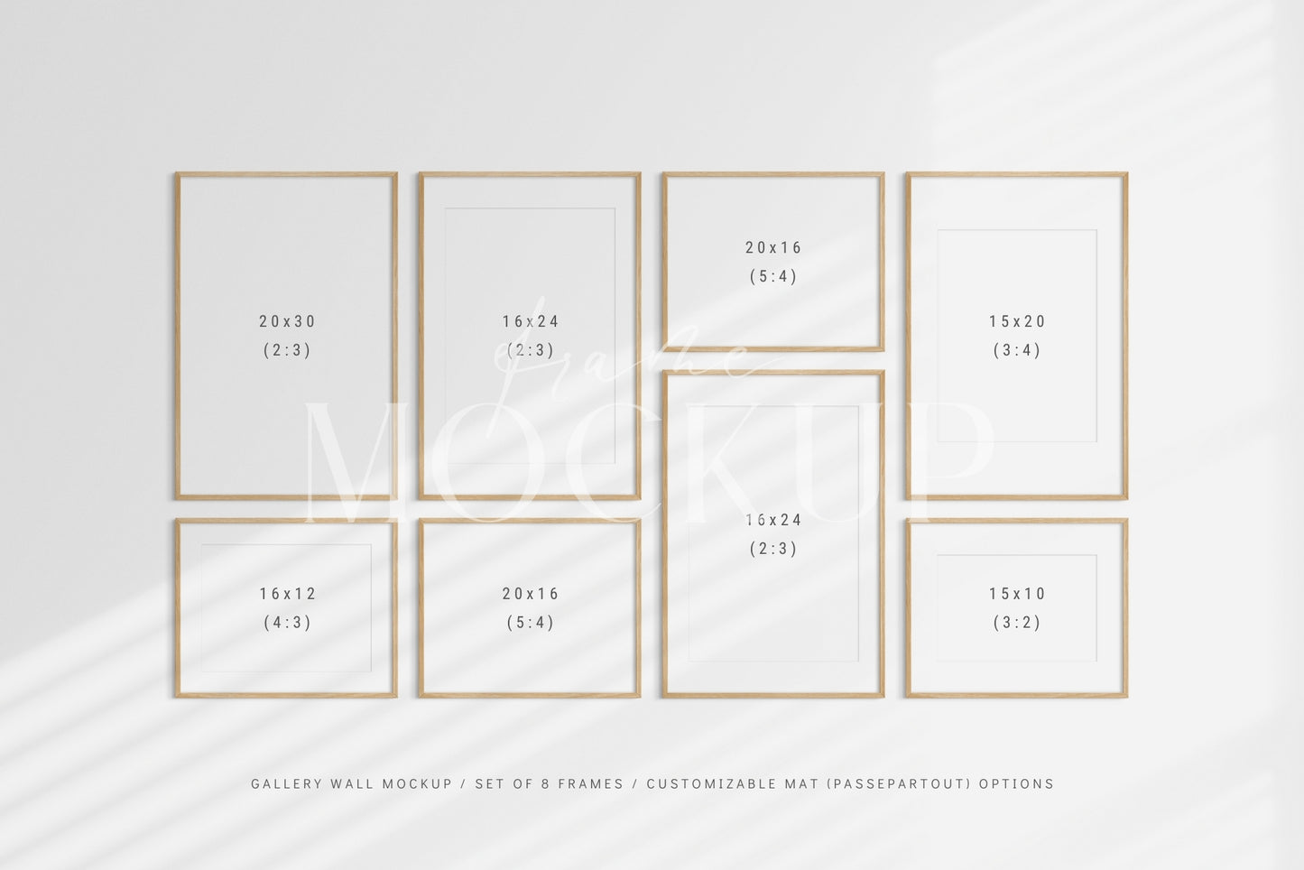Gallery Wall Mockup | Frame Mockup Set of 8 Frames | Wall Art Mockup | PSD Template