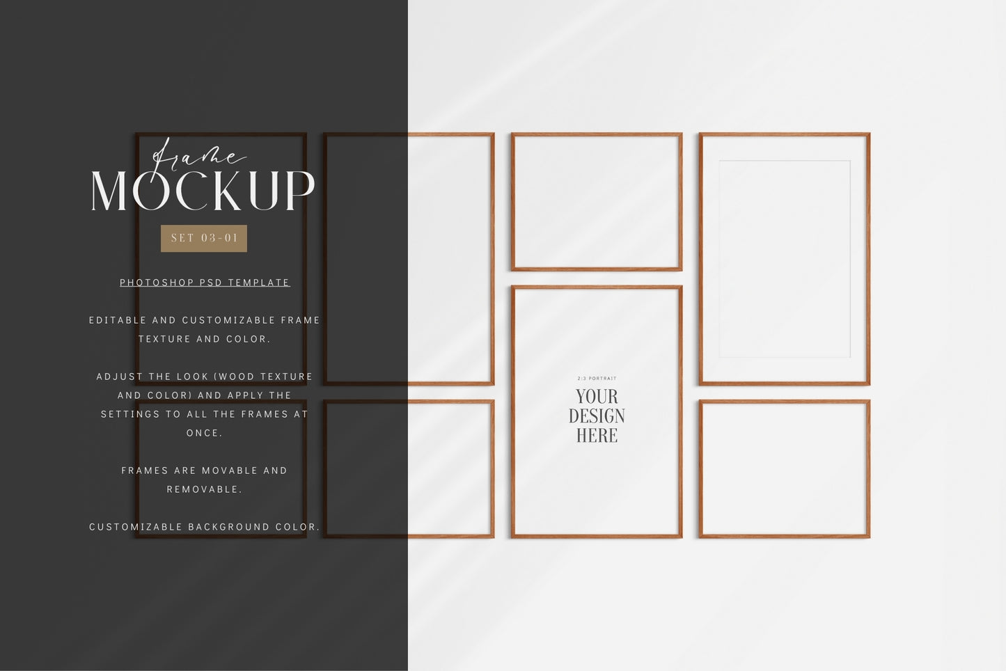 Gallery Wall Mockup | Frame Mockup Set of 8 Frames | Wall Art Mockup | PSD Template
