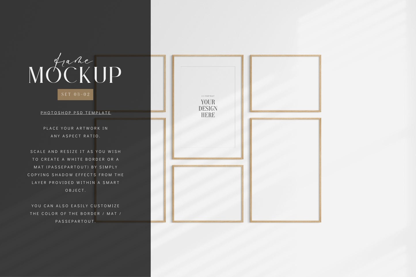 Gallery Wall Mockup | Frame Mockup Set of 6 Frames | Wall Art Mockup | PSD Template